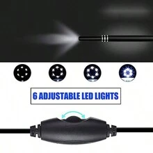 Kit de eliminación de cera de oído con otoscopio: cámara de oído visual HD de 5,5 mm con caja de almacenamiento de 6 luces LED, endoscopio de alcance inalámbrico con herramienta de eliminación de cera Cámara Endoscopio Wifi De Oídos, Otoscopio Con 6 Led's - Negro - Ver 6