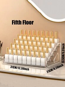 1pc Perfume Rack, Tabletop Makeup Organizer Lipstick Storage Box, Cosmetic Sundries Holder, Stylish Transparent Acrylic Step Display Stand For Dressing Table - Clear - View 2