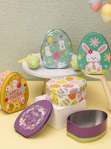 1pc Easter Tinplate Biscuit Candy Jar Festival Decoration - Multicolor - View 6
