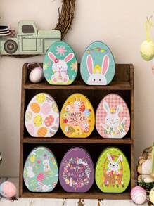 1pc Easter Tinplate Biscuit Candy Jar Festival Decoration - Multicolor - View 4