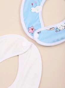 5入組隨機印花藍色/黃色水晶絨嬰兒圍兜,帶防水層的u形口袋圍兜 - 彩色 - 查看 7