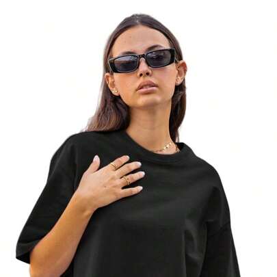 Camiseta Feminina Gola Alta Larga Oversized Streetwear