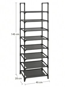 SONGMICS Zapatero, Organizador Zapatos, 8 Baldas, Zapatero Abierto Estrecho, 28 x 46 x 145 cm, Marco de Metal, Estantes de Tela no Tejida, para Pasillo, Dormitorio, Negro, Vuelta al Cole - Negro - Ver 5