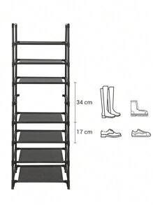 SONGMICS Zapatero, Organizador Zapatos, 8 Baldas, Zapatero Abierto Estrecho, 28 x 46 x 145 cm, Marco de Metal, Estantes de Tela no Tejida, para Pasillo, Dormitorio, Negro, Vuelta al Cole - Negro - Ver 6