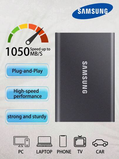 Samsung Samsung T7 Mobile Solid State Drive 500GB/1TB USB3.2 Computer Phone Hardware Encryption Dual-Use SSD