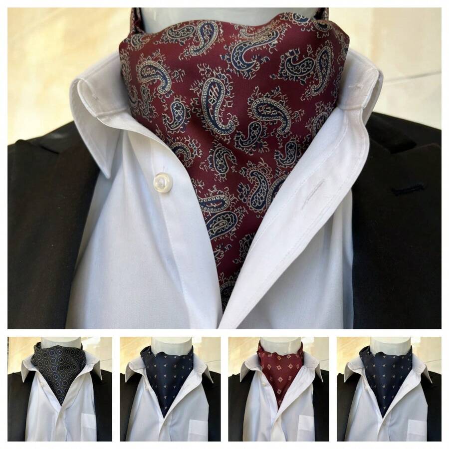 1條男士藍色和酒紅色印花圖案的英式領帶，適用於襯衫和正式場合工作 - 彩色 - 查看 1