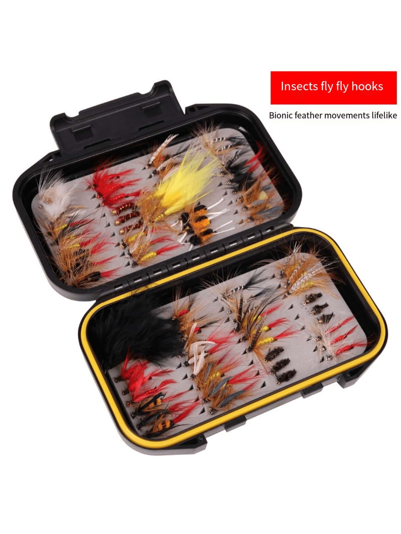 一件仿生飛蝇釣鉤,誘餌魚餌,高碳鋼材質,耐用,鉤子鋒利,鉤條細,適合釣魚 - 彩色 - 查看 1