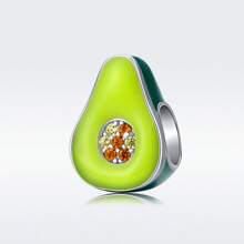 WOSTU 1 Pieza Colgante De Cuentas De Amuleto De Frutas Coloridas De Plata De Ley 925 Con Series De Piña, Aguacate, Fresa Linda, Manzana Roja Y Cereza Dulce Para Mujeres Hacer Pulseras Y Collares De Joyería Alta
