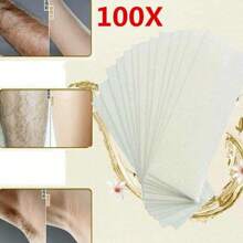 100 piezas Tiras de papel para depilación con cera, tiras para depilar Body y rostro y cejas, tiras depilatorias de tela no tejida para salón y hogar, adecuadas para brazos, piernas, axilas, bikini, brasileña, facial, herramientas de depilación corporal total, productos y accesorios para peluquería, salón de belleza, artículos de viaje esenciales - Blanco - Ver 8