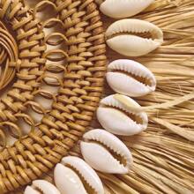 1pc Rattan Woven Wall Hanging With Shell Decor, Size: 30cm