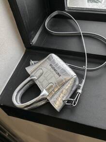 Children's Mini Crossbody Bag With Glossy Stone Pattern For Girls, Princess Handbag - Silver - View 2