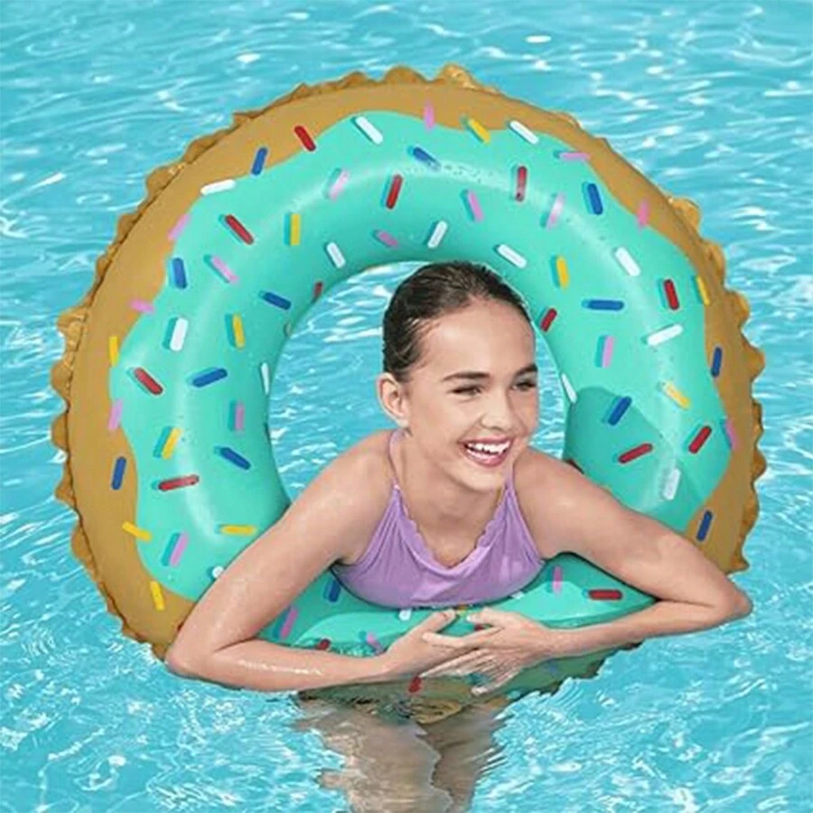 Salvavidas Flotador Verde Dona 91 cm diámetro Inflables Flotador para Piscina Dona Pan de Dulce - Verde - Ver 1