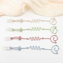 4PCS Baby Pacifier Chain With 4 Clips, Rugby Ball Design, Adjustable Silicone Pacifier Chain Or Teether Toy, Bottle Chain, Different Colors,  Silicone, , Suitable For High Chairs, Cribs, Baby Gifts , - Dusty Blue - View 10