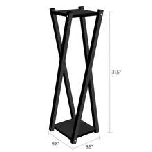 2 Tier Plant Stand Indoor Outdoor Metal Wood Potted Planter Rack Storage Organizer Flower Pot Holder Shelves - 黑色支架+黑板 - 查看 8
