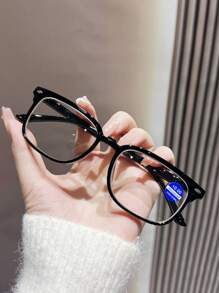 1pc Unisex Simple PC Frame Fashionable Business Style Anti-Eye Fatigue Glasses, Transparent Lens Non-Prescription Glasses Accessories