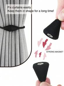 1pc- Magnetic Curtain Tiebacks Rope Modern Handmade Curtain Tie Backs Decorative Drapes Weave Holdbacks For Window Decor, Black - Black - View 4