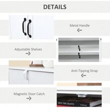 HOMCOM Accent Floor Storage Cabinet Kitchen Cupboard With Adjustable Shelves And 2 Lower Doors, White - White - View 3