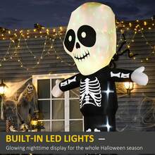 HOMCOM 3m Halloween Inflatable Skeleton Ghost Decoration, LED Lighted For Home Indoor Outdoor Garden Lawn Decoration Party Prop - Black and White - View 6