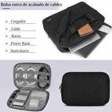 Maletin para laptop 14 17.3 pulgadas hombre y mujer Portafolio para laptop mujer Funda para laptop Funda para portátil Impermeable Tela Oxford - Negro - Ver 4