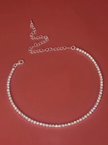 1 Pieza Collar Colgante De Diamantes De Imitación Simple Y De Moda Para Mujeres, Accesorio Diario - Plateado - Ver 4