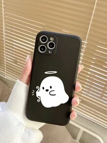 万圣节趣味幽灵图案手机壳，单件装，适合朋友、情侣，兼容 15、14、13、12、11 Pro Max、Xs、X、Xr、SE2、7、8 Plus，兼容三星S23、S20fe，国际版，非国内版 - 黑色 - 查看 4