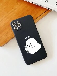 万圣节趣味幽灵图案手机壳，单件装，适合朋友、情侣，兼容 15、14、13、12、11 Pro Max、Xs、X、Xr、SE2、7、8 Plus，兼容三星S23、S20fe，国际版，非国内版 - 黑色 - 查看 5