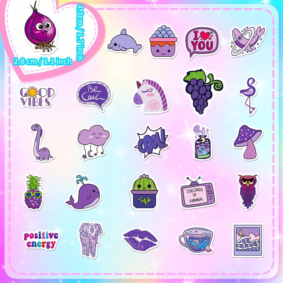 100pcs Purple Mix & Match Stickers, Cute And Lovely Stickers For Girl's Journal/luggage SHEIN USA