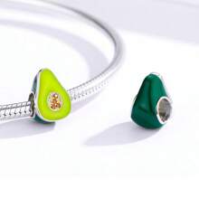 WOSTU 1 Pieza Colgante De Cuentas De Amuleto De Frutas Coloridas De Plata De Ley 925 Con Series De Piña, Aguacate, Fresa Linda, Manzana Roja Y Cereza Dulce Para Mujeres Hacer Pulseras Y Collares De Joyería Alta