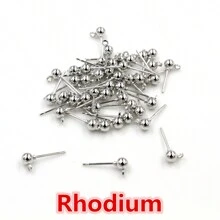 40pcs 3/4/5mm Diameter Ball Stud Earrings Basic Pins With Connector Loop For DIY Jewelry Making Accessories Supplies
