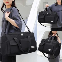 Maleta Deportiva para Mujer,Bolsa de Viaje,Bolsa de Deporte Con Compartimento para Zapatos,Bolsa de Gimnasio,Oxford Impermeable Gimnasio, Yoga Viajes Rosa Negro - Negro - Ver 7