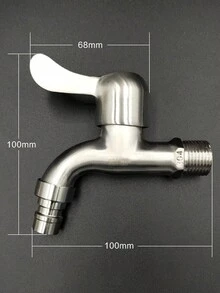 1pc Stainless Steel Brushed Faucet, Washing Machine Faucet - Silver - View 2