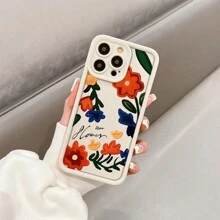 Red Green Blue Flower Design Artistic Silicon Phone Case Compatible With Iphone15/15pro/15promax/14/13/12/11/Xs Max Series, Mobile Phone Protective Cover