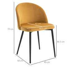 HOMCOM Dining Chairs Set Of 2 Contemporary Design For Office Dining Kitchen With Soft Fabric Seat And Back Living Room - Yellow - View 3