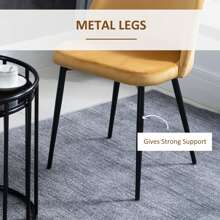 HOMCOM Dining Chairs Set Of 2 Contemporary Design For Office Dining Kitchen With Soft Fabric Seat And Back Living Room - Yellow - View 4