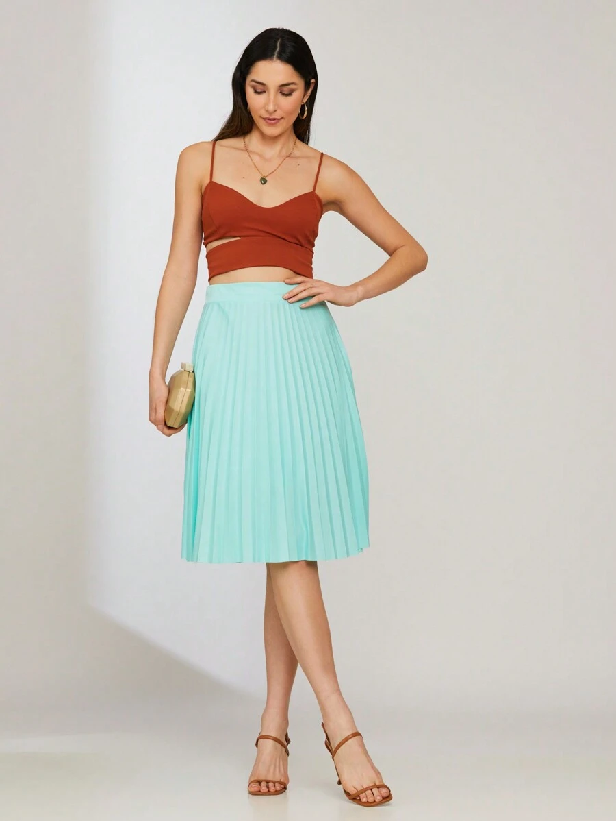 Women Skirts - Teal Blue - View 1