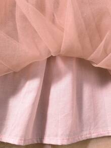 2pcs/Set Baby GirlSweet Style Mesh Strap Dress & Headband - Coral Pink - View 6