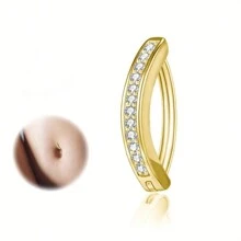 14g Stainless Steel Women's Navel Ring With Sparkling Cubic Zirconia, Curved Belly Button Rings Body Piercing Jewelry