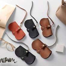 1pc Litchi Embossed Glasses Cover Cute Hanging PU Leather Sunglasses Reading Glasses Storage Bag Portable Travel Eyewear Holder,Minimalist Eyeglass Pouch For Women Glasses Accessories For Women
