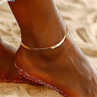1pc Exquisite Stainless Steel Snake Bone Chain Ankle Chain For Women Female Travel Beach Gift Fashion Foot Jewelry