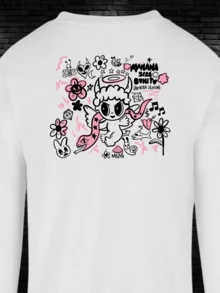 Sudadera cuello redondo con estampado de Bichota Karo G Mañana será bonito - Blanco - Ver 3