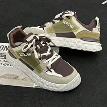 Nam Xu hướng Mới Thoải mái Lace-up Giúp đỡ thấp Giày thể thao Cho mùa xuân - Màu Khaki - Xem 3