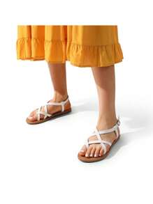 Casual Strappy Sandal For Women Comfortable Strap Summer Thong Sandals - 白色 - 查看 6