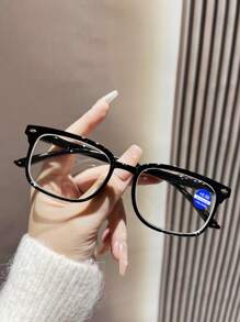 1pc Unisex Simple PC Frame Fashionable Business Style Anti-Eye Fatigue Glasses, Transparent Lens Non-Prescription Glasses Accessories