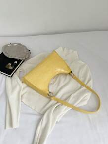 Túi đeo vai họa tiết hoa tối giản và sang trọng màu trơn - Màu vàng - Xem 3