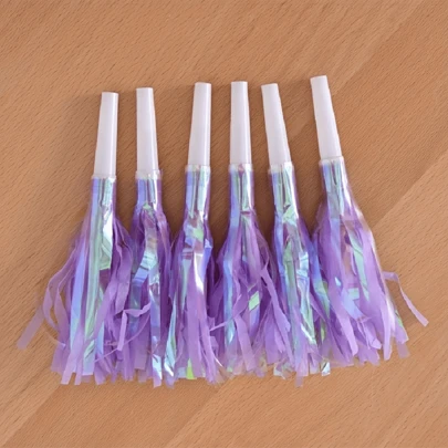 6pcs Birthday Party Festival Blowout Dragon Tassel Whistles