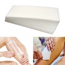 100 piezas Tiras de papel para depilación con cera, tiras para depilar Body y rostro y cejas, tiras depilatorias de tela no tejida para salón y hogar, adecuadas para brazos, piernas, axilas, bikini, brasileña, facial, herramientas de depilación corporal total, productos y accesorios para peluquería, salón de belleza, artículos de viaje esenciales - Blanco - Ver 1