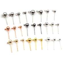 40pcs 3/4/5mm Diameter Ball Stud Earrings Basic Pins With Connector Loop For DIY Jewelry Making Accessories Supplies