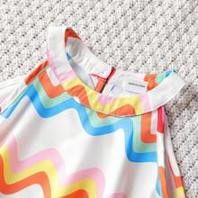 PatPat 青少女2入組多彩條紋露背背心和短褲套裝 - 彩色 - 查看 5