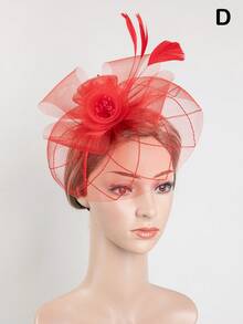1頂女士羽毛花網手工禮帽,茶會、生日、賽馬、新娘禮帽、德比帽,附帶髮箍,優雅 - New style - 查看 8