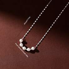 時尚百搭微笑珍珠項鍊女夏季2024新款鈦鋼貼身頸鍊,高端氣質輕奢線條鎖骨鏈1入 - 彩色 - 查看 5